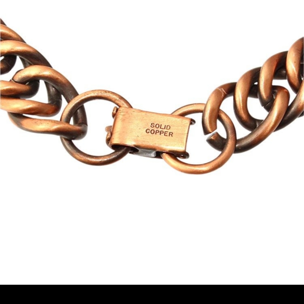 Vintage Solid Copper Chain Bracelet Thick Wide Double Curb